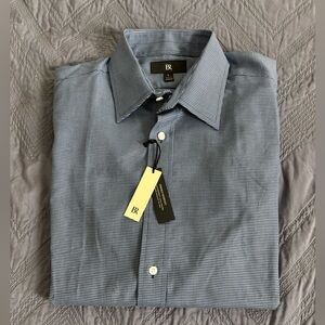 Banana Republic Men's Navy Checkered Dress Shirt
